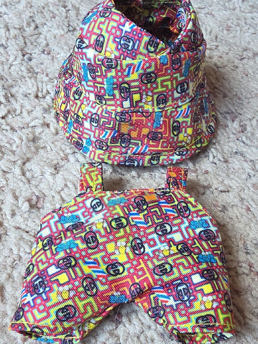 Labubu GG Patterned Bucket Hat and Shorts Set